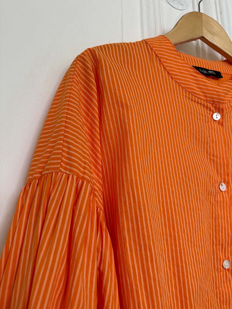 Cotton Stripe Shirt - Tangerine