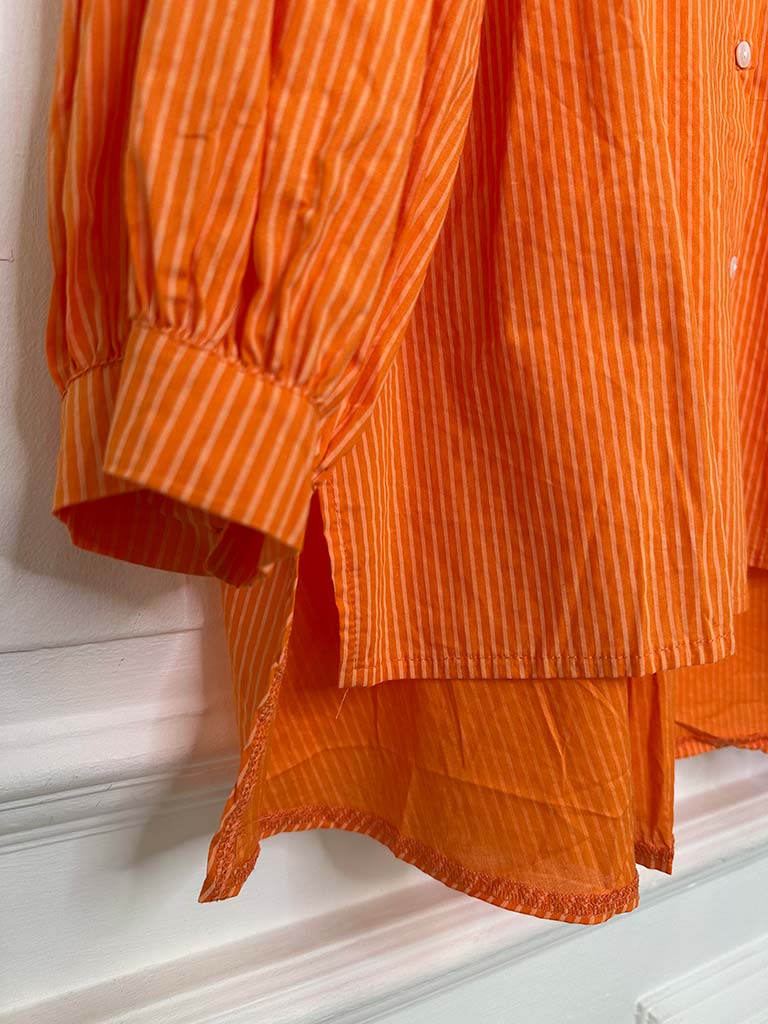 Cotton Stripe Shirt - Tangerine