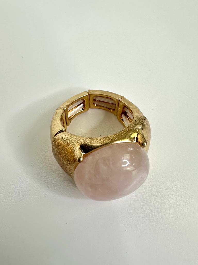 Envy Brushed Gold Elasticated Ring - Blush