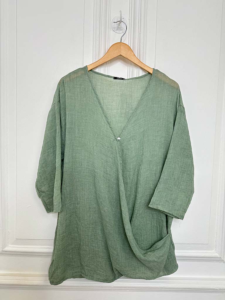 Crossover Button Top - Sage