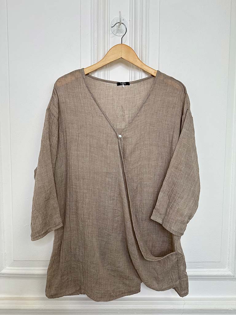 Crossover Button Top - Mocha