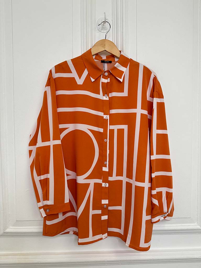 Geo Print Shirt - Orange