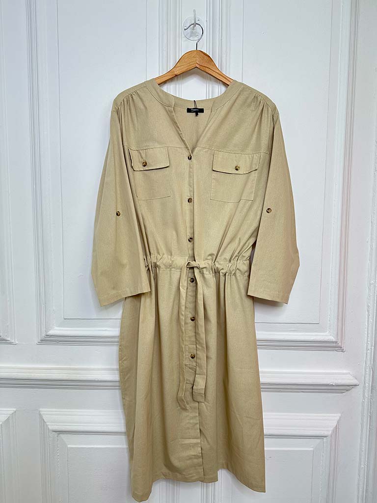 Utility Shirt Dress - Sand