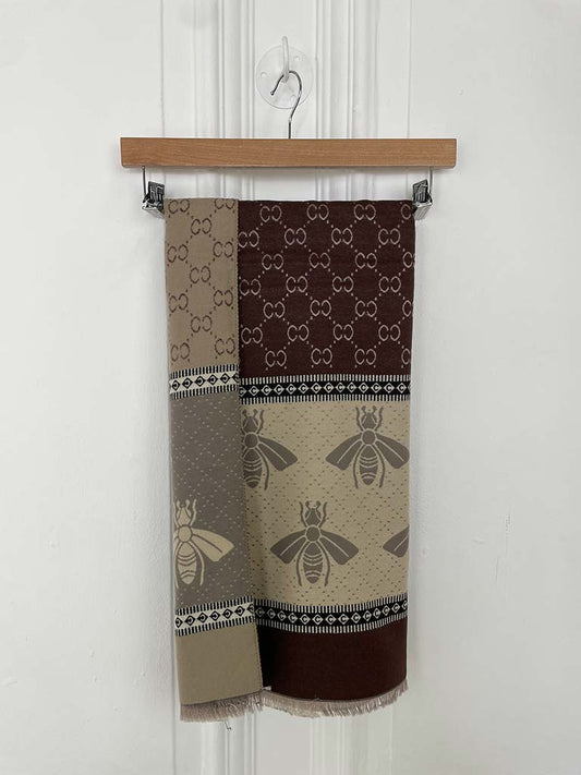 Malissa J Bee Border Scarf - Brown