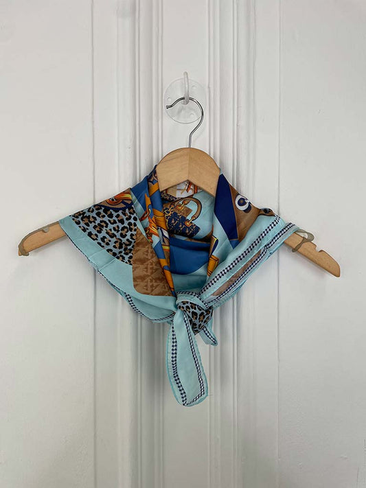 Malissa J Silk Feel Leopard Neckerchief - Blue