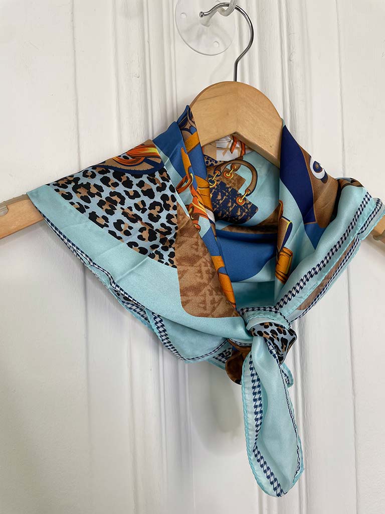Malissa J Silk Feel Leopard Neckerchief - Blue