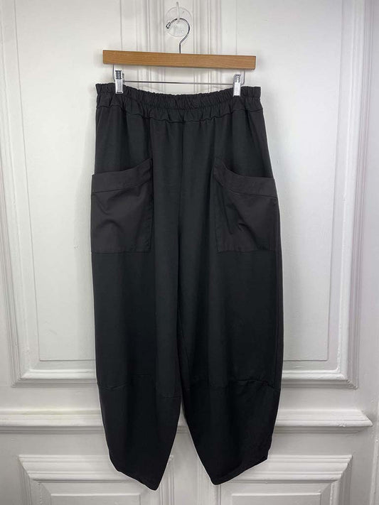 Jersey Pocket Cocoon Trousers - Black