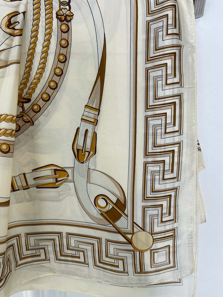 Malissa J Silk Feel Geo Border Scarf - Stone