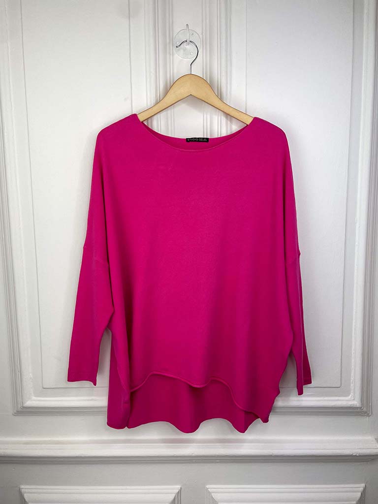 Dipped Back Knit - Hot Pink