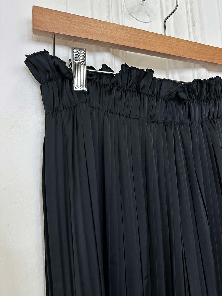 Pleat Silk Feel Palazzos - Black