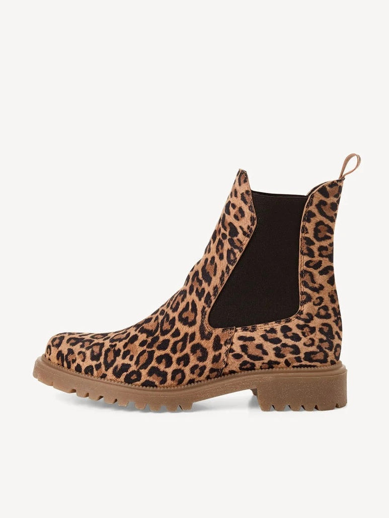 Tamaris Leather Chelsea Boots - Leopard