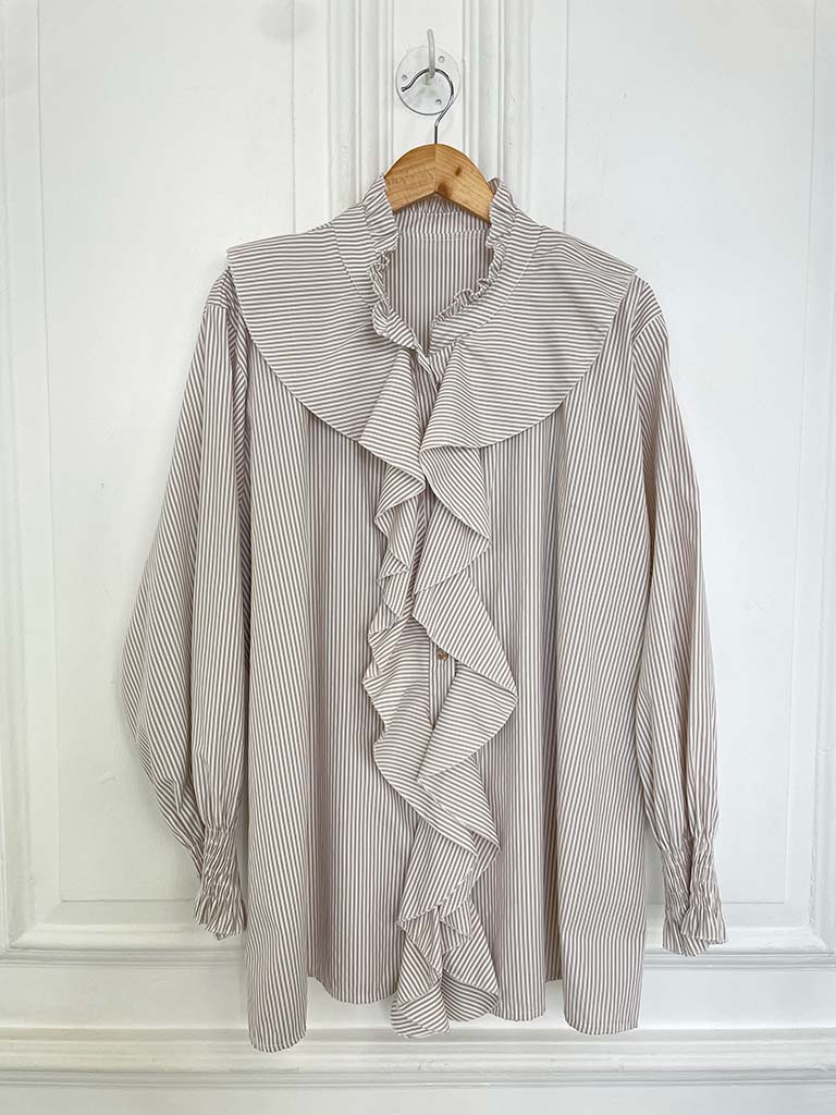 Ruffle Stripe Shirt - Stone