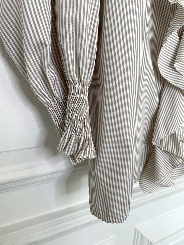 Ruffle Stripe Shirt - Stone