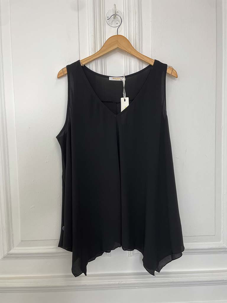 Malissa J V-Neck Bias Cut Vest - Black