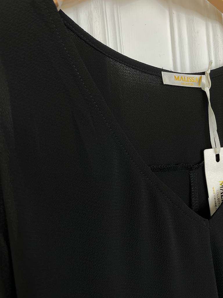 Malissa J V-Neck Bias Cut Vest - Black