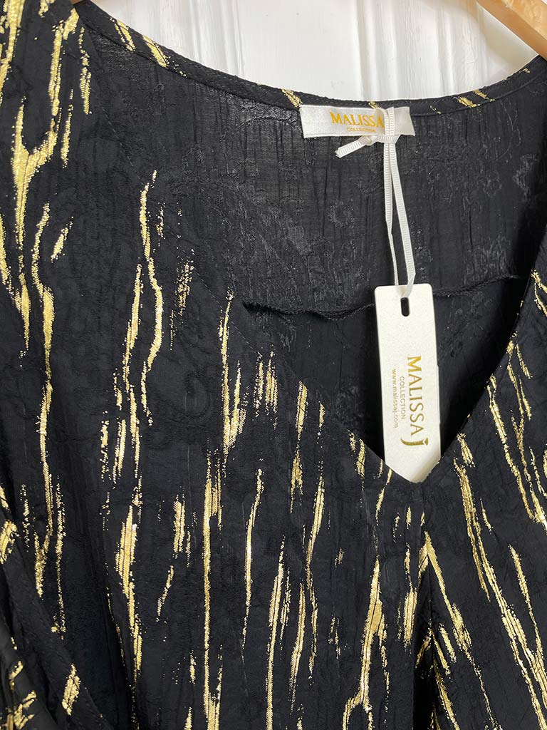 Malissa J V-Neck Bias Cut Vest - Black & Gold