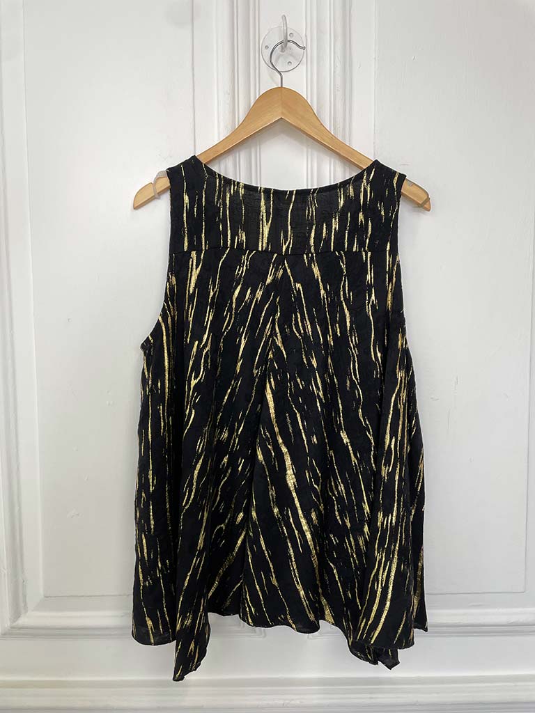 Malissa J V-Neck Bias Cut Vest - Black & Gold