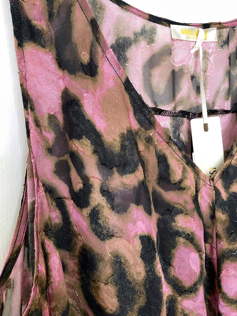 Malissa J V-Neck Bias Cut Vest - Blush Leopard