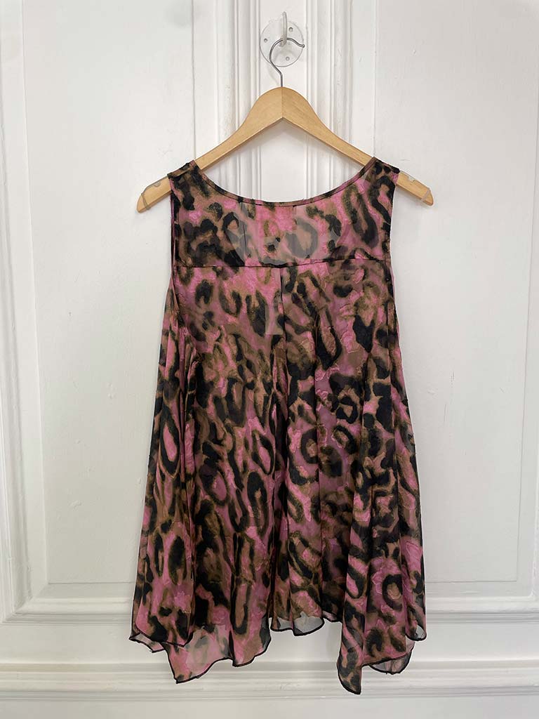 Malissa J V-Neck Bias Cut Vest - Blush Leopard