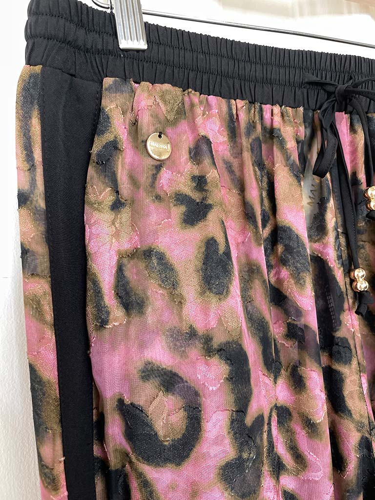 Malissa J Side Stripe Trousers - Blush Leopard