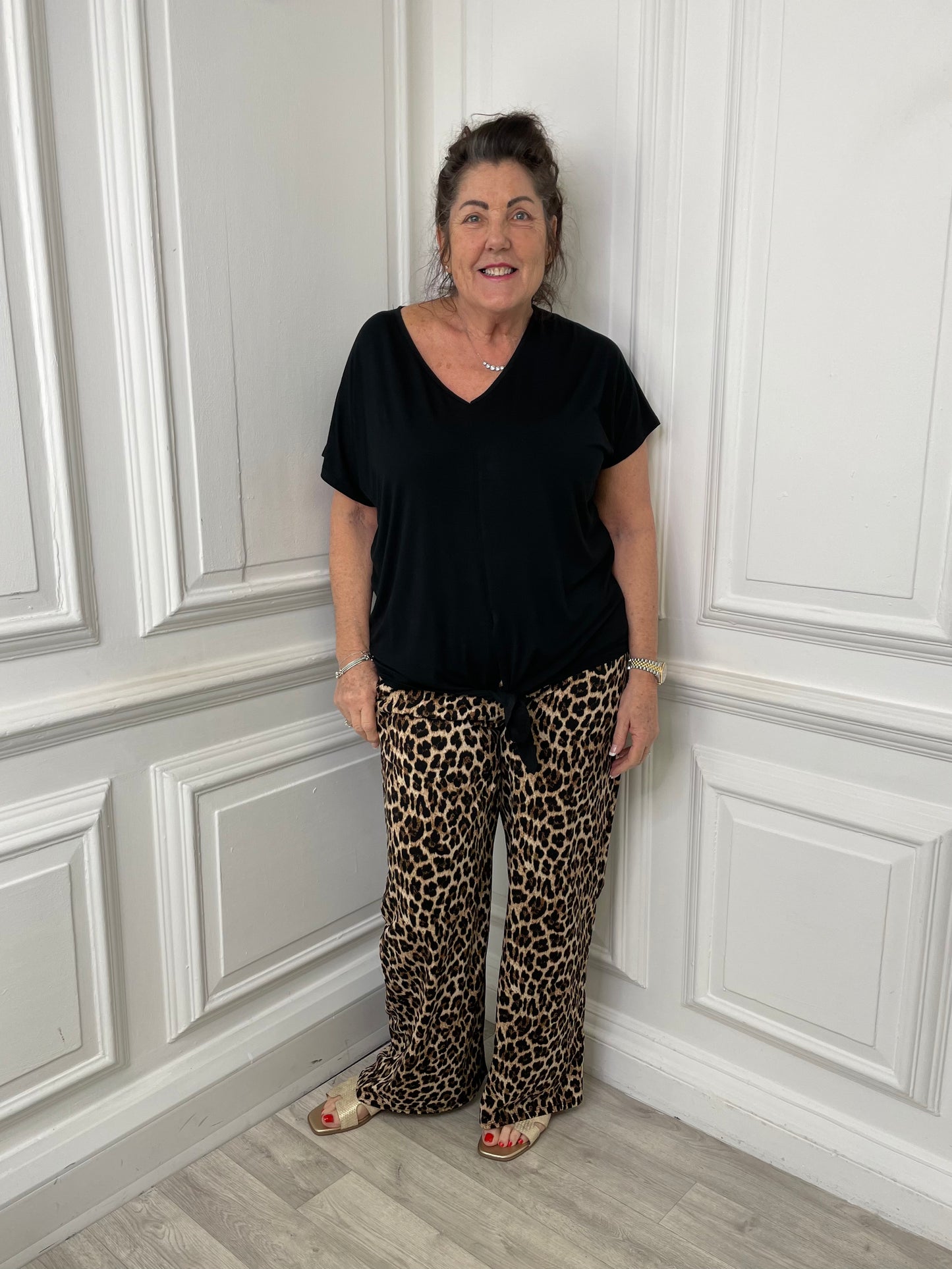 Leopard Print Palazzo Trousers