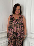 Blush leopard print V-neck vest with relaxed fit for womens fashion and everyday wear. - Malissa J V-Neck Bias Cut Vest - Blush Leopard