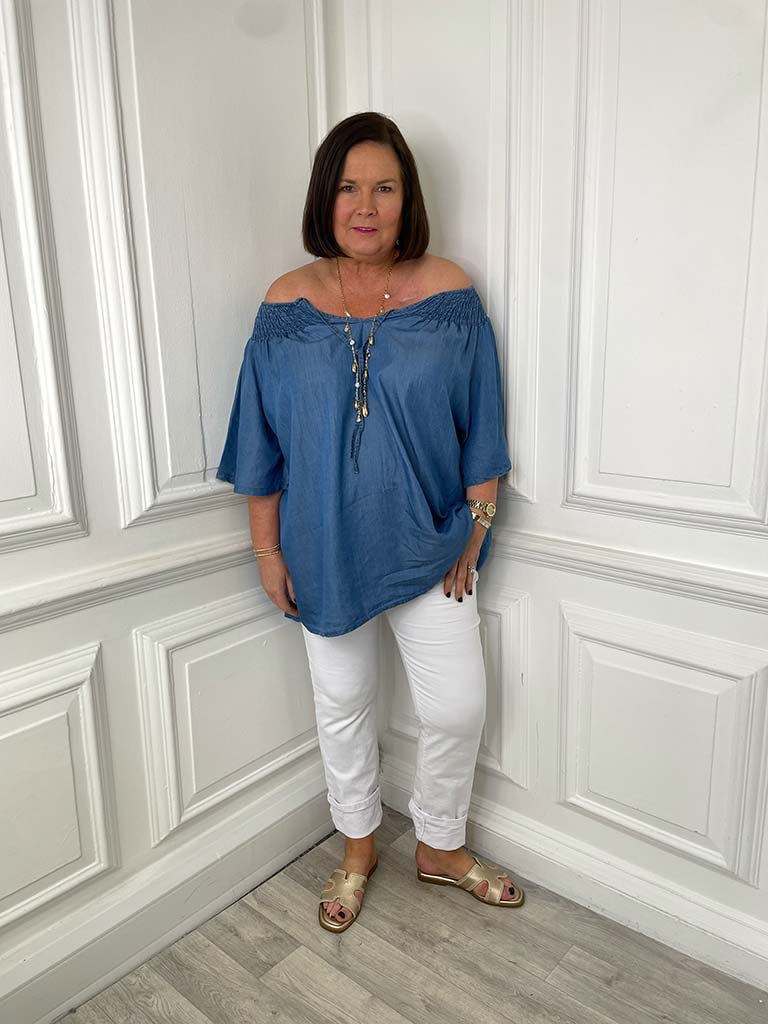 Bardot Shirred Tie Top