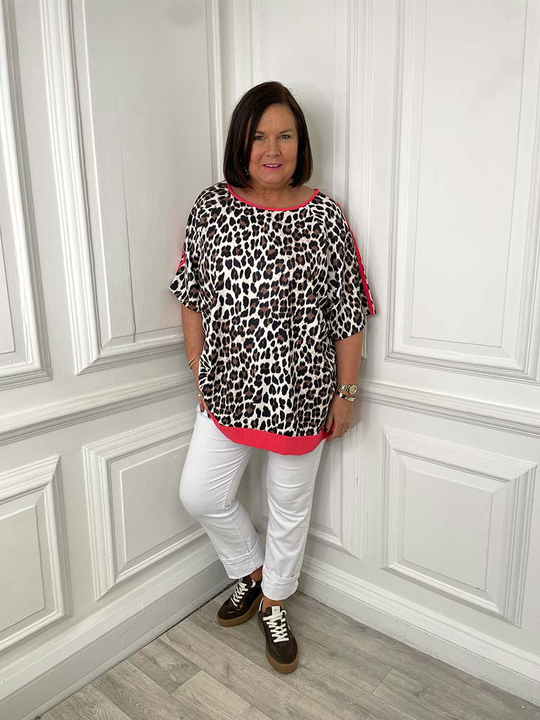 Sports Luxe Leopard Top - Red