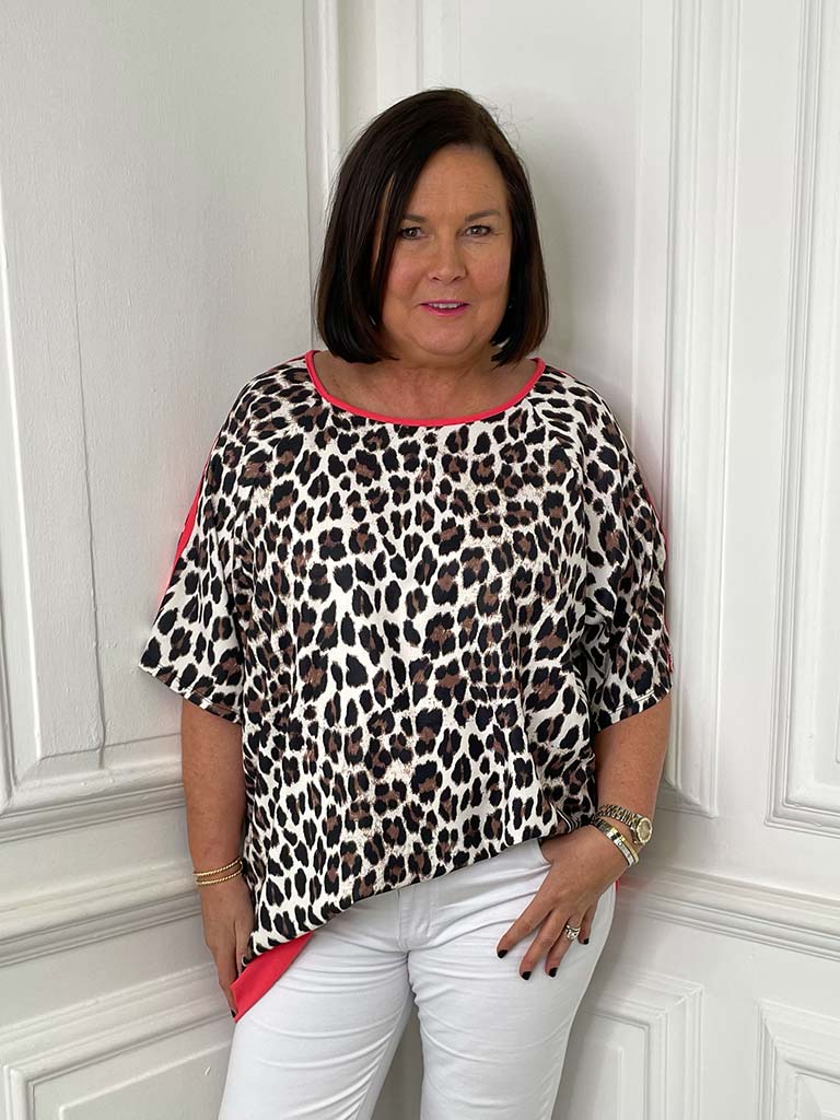 Sports Luxe Leopard Top - Red