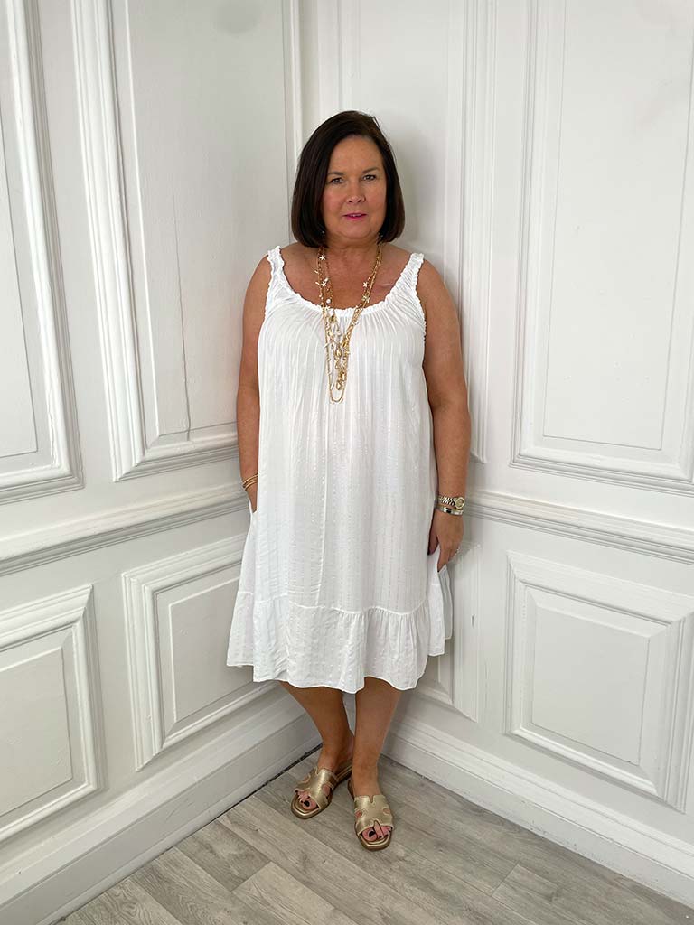 Frill Strap Sundress - White