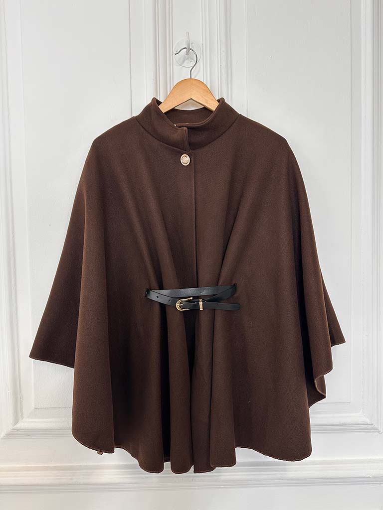 Belted Cape - Chocolate