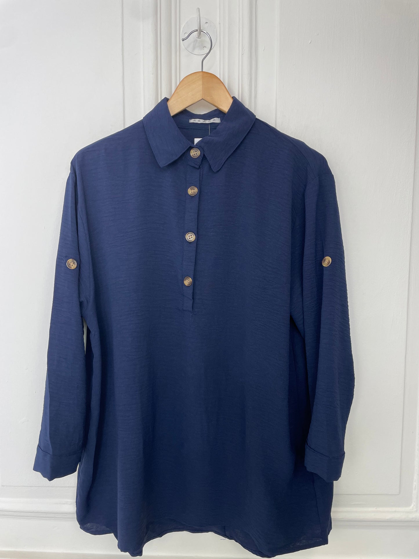 Half Button Tunic - Navy