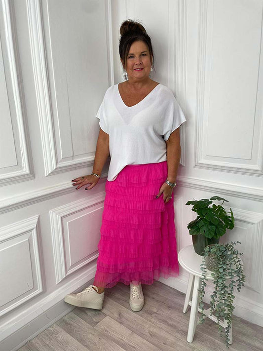 Malissa J Ruffle Tulle Skirt - Hot Pink