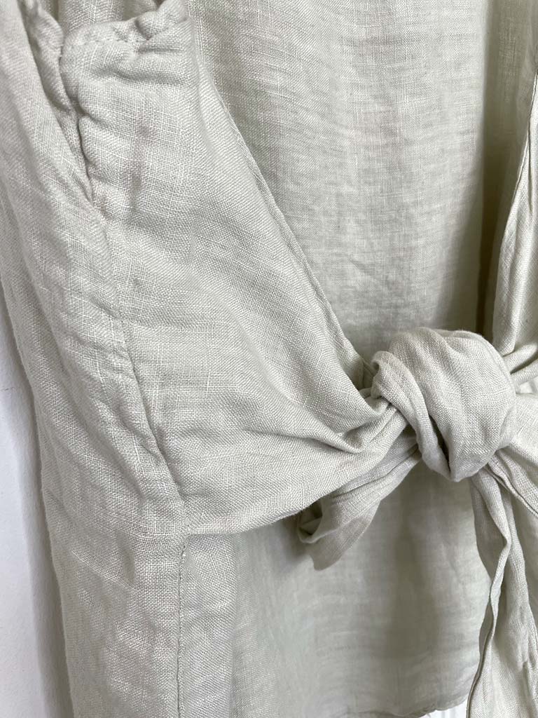 Tie Front Linen Top - Stone