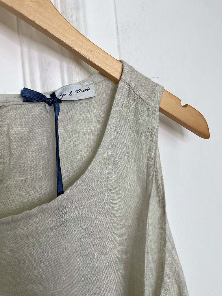 Tie Front Linen Top - Stone