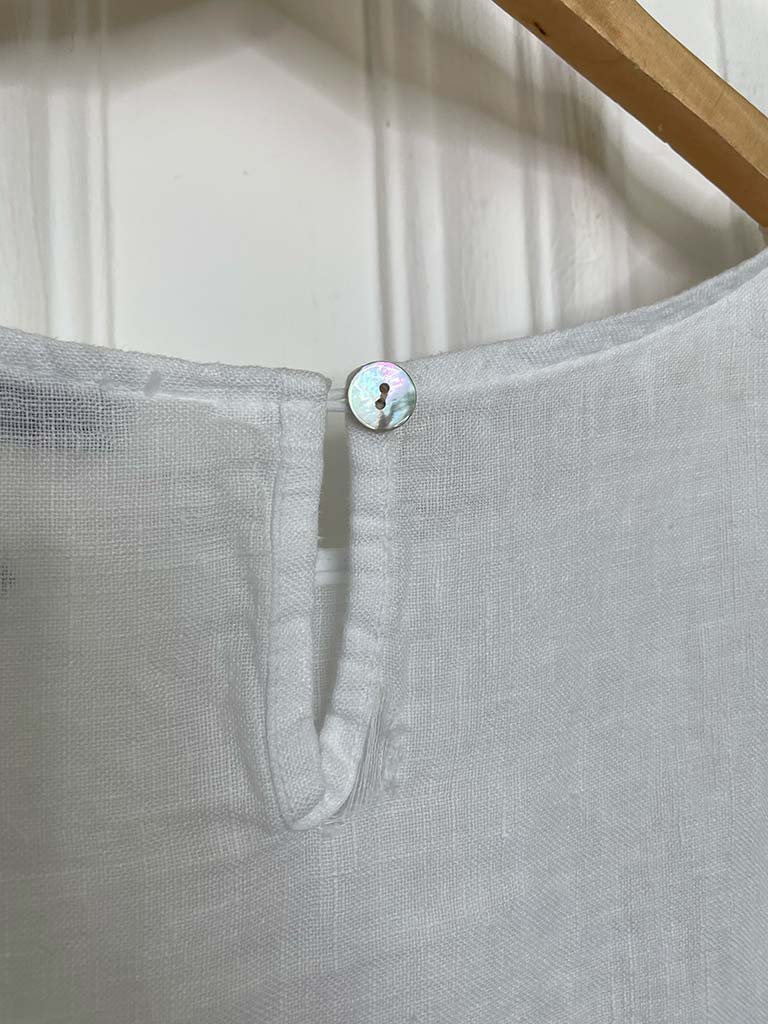 Tie Front Linen Top - White