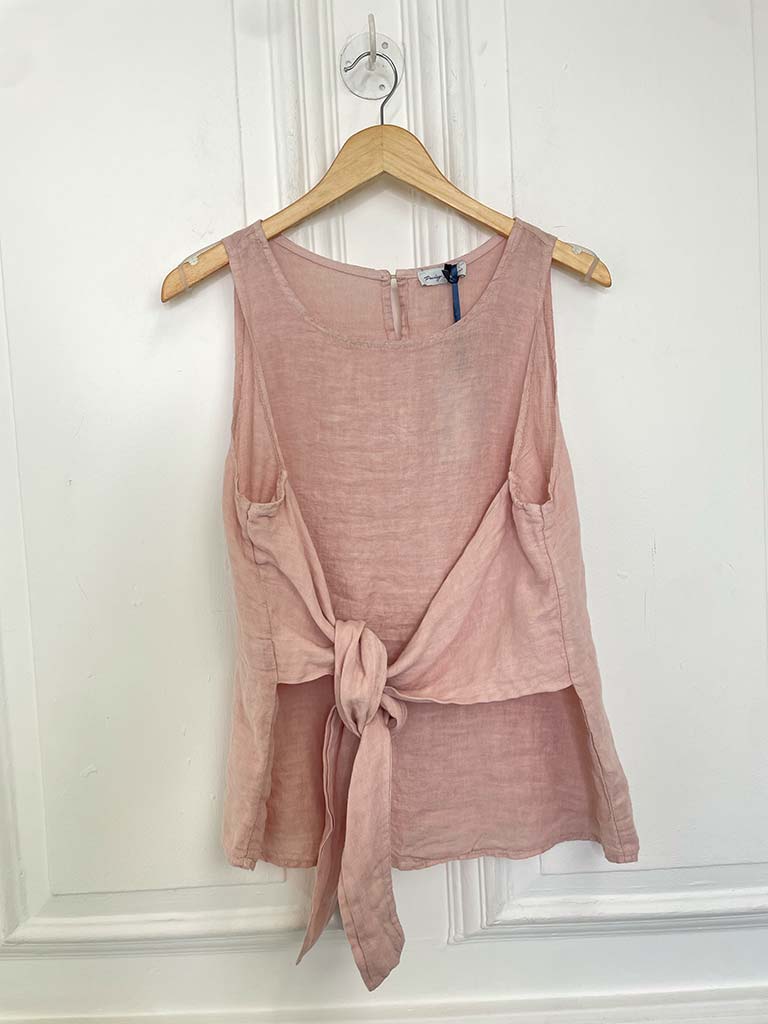 Tie Front Linen Top - Petal