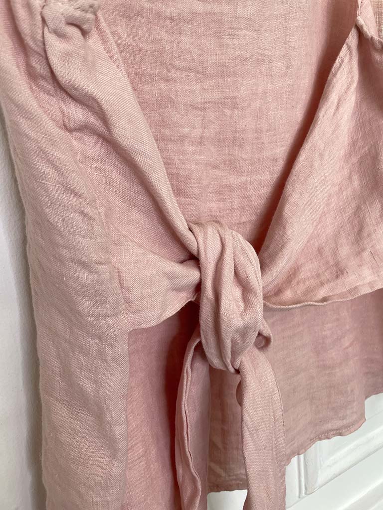 Tie Front Linen Top - Petal