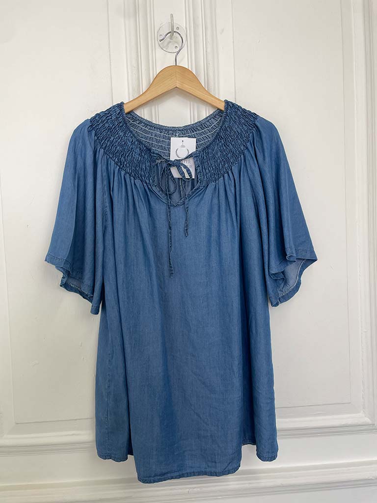 Bardot Shirred Tie Top