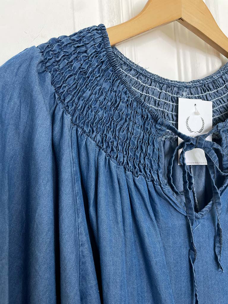 Bardot Shirred Tie Top