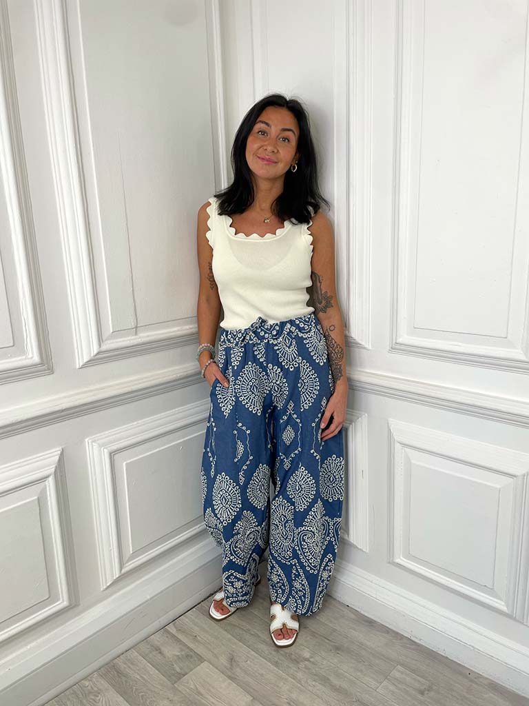 Broderie Anglaise Denim Cocoon Trousers