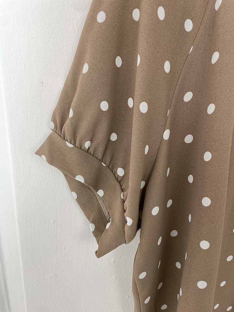 Dotty Large Button Top - Mocha
