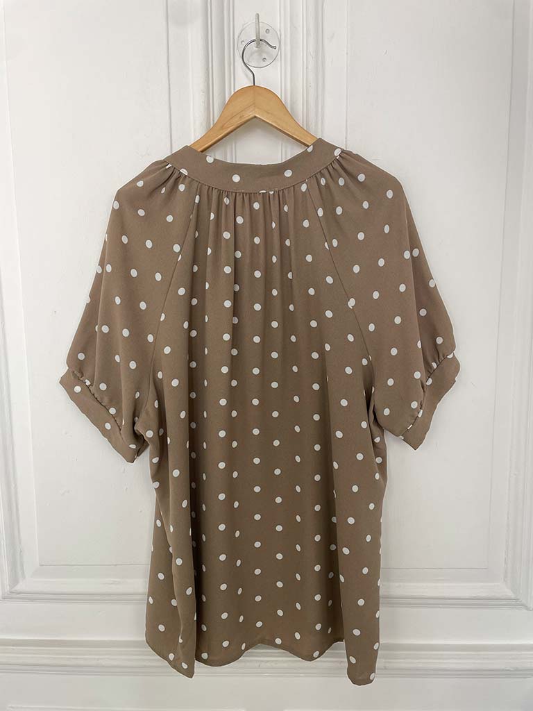 Dotty Large Button Top - Mocha