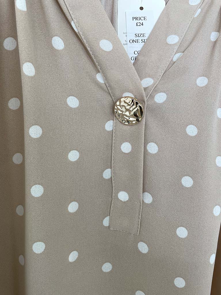 Dotty Large Button Top - Stone