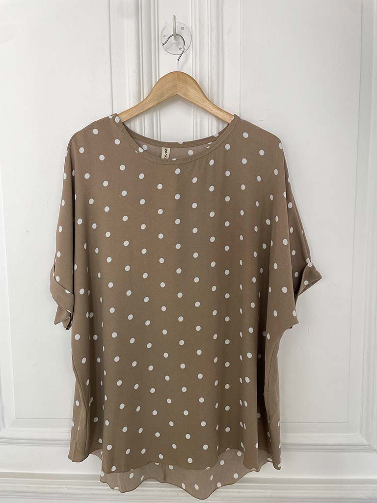Dotty Oversized Top - Mocha