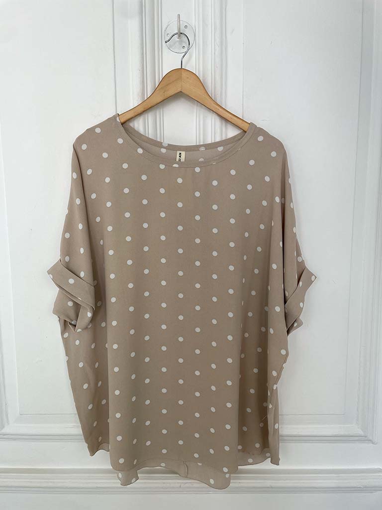 Dotty Oversized Top - Stone