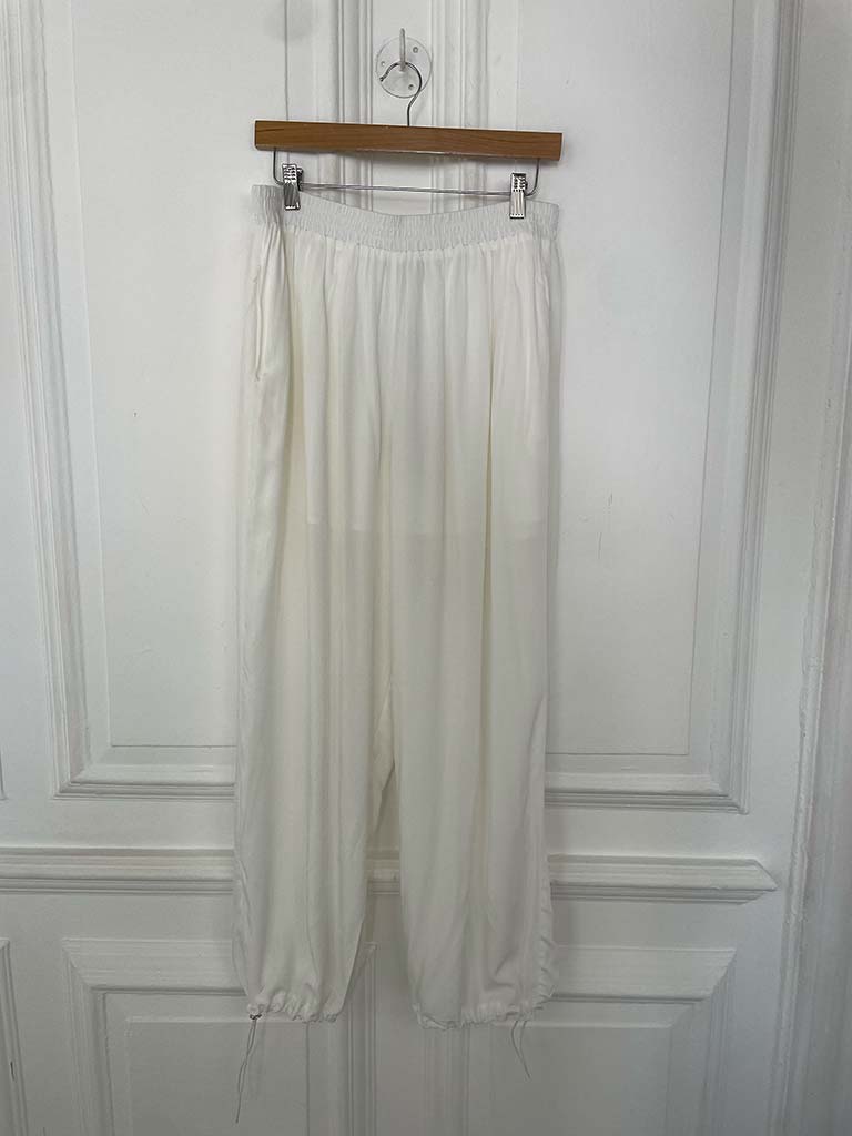 Sports Luxe Cuff Trousers - Warm White