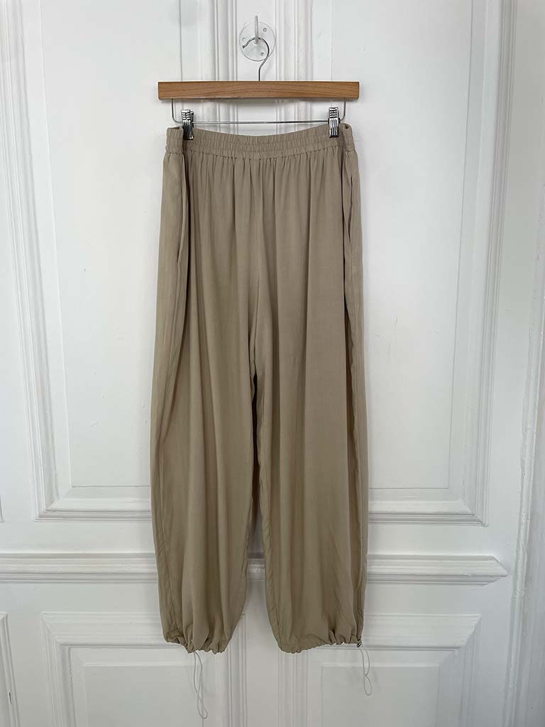 Sports Luxe Cuff Trousers - Stone