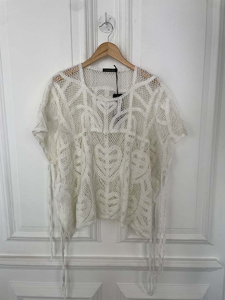Crochet Tie Side Top - Warm White