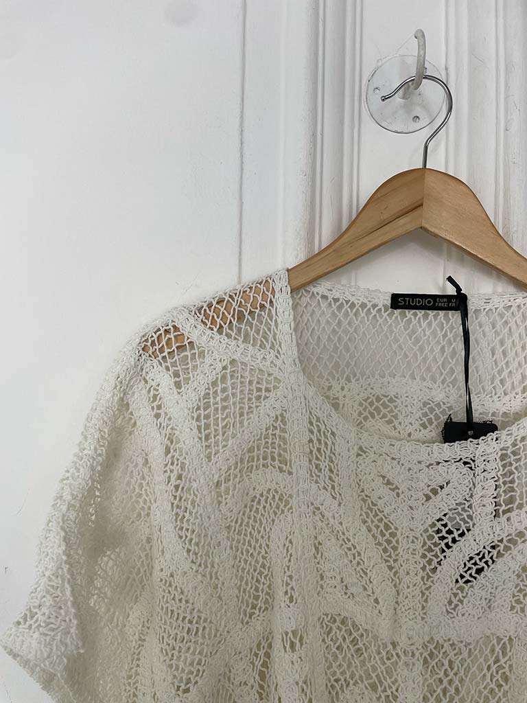 Crochet Tie Side Top - Warm White